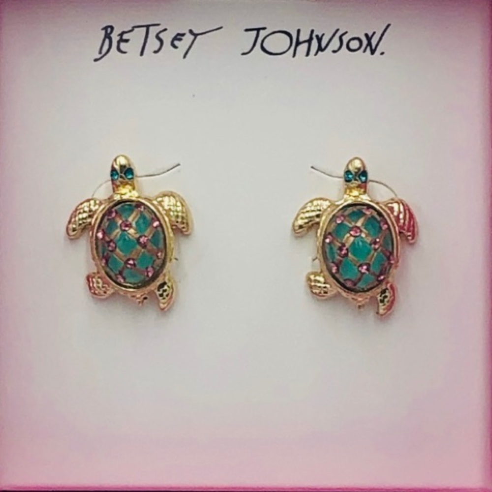 New Betsey Johnson Turtle Stud Earrings - Picture 10 of 16